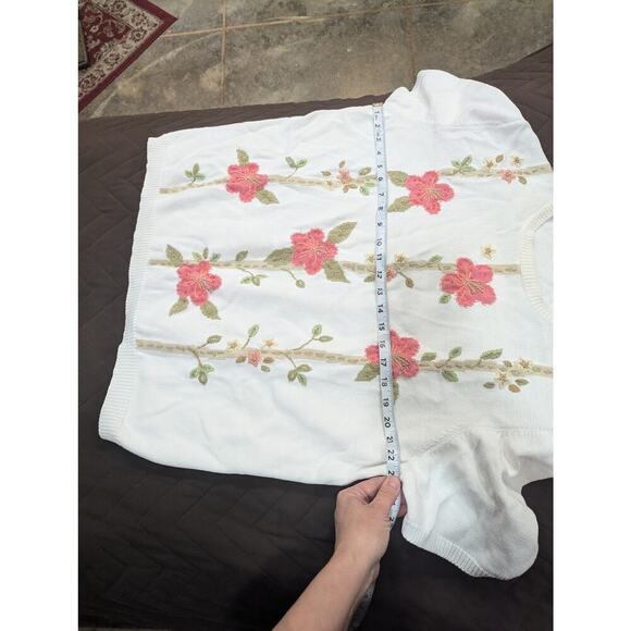 Pretty Vintage women's short sleeve knit sweater w/flowers by Alfred Dunner, 2X - Picture 5 of 9